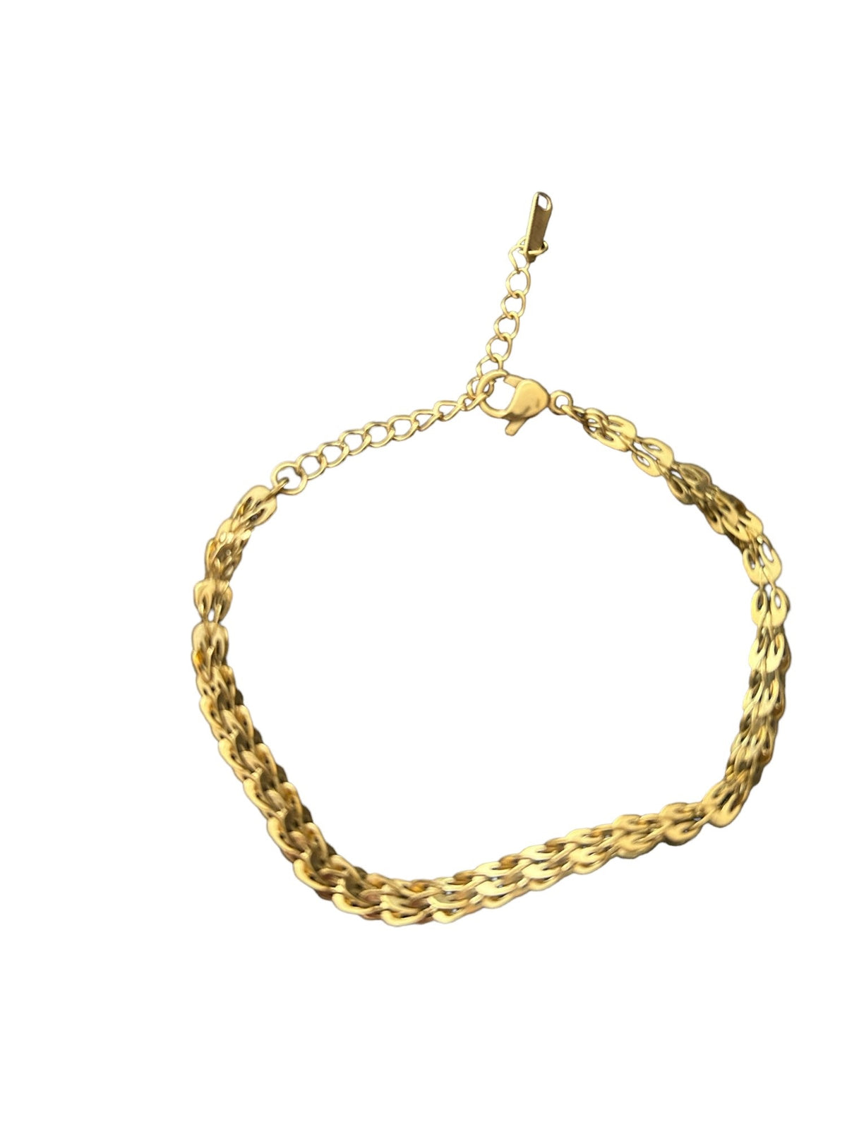 Ladies Gold 316L Stainless Steel Double Inter Link Chain Anklets