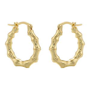 Ladies Girls Gold Plated Bamboo Joint Huggie Small  Earrings