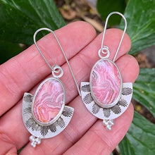 Load image into Gallery viewer, Ladies Silver Plated Pink Gemstone Vintage Drop Dangling Hook Earrings
