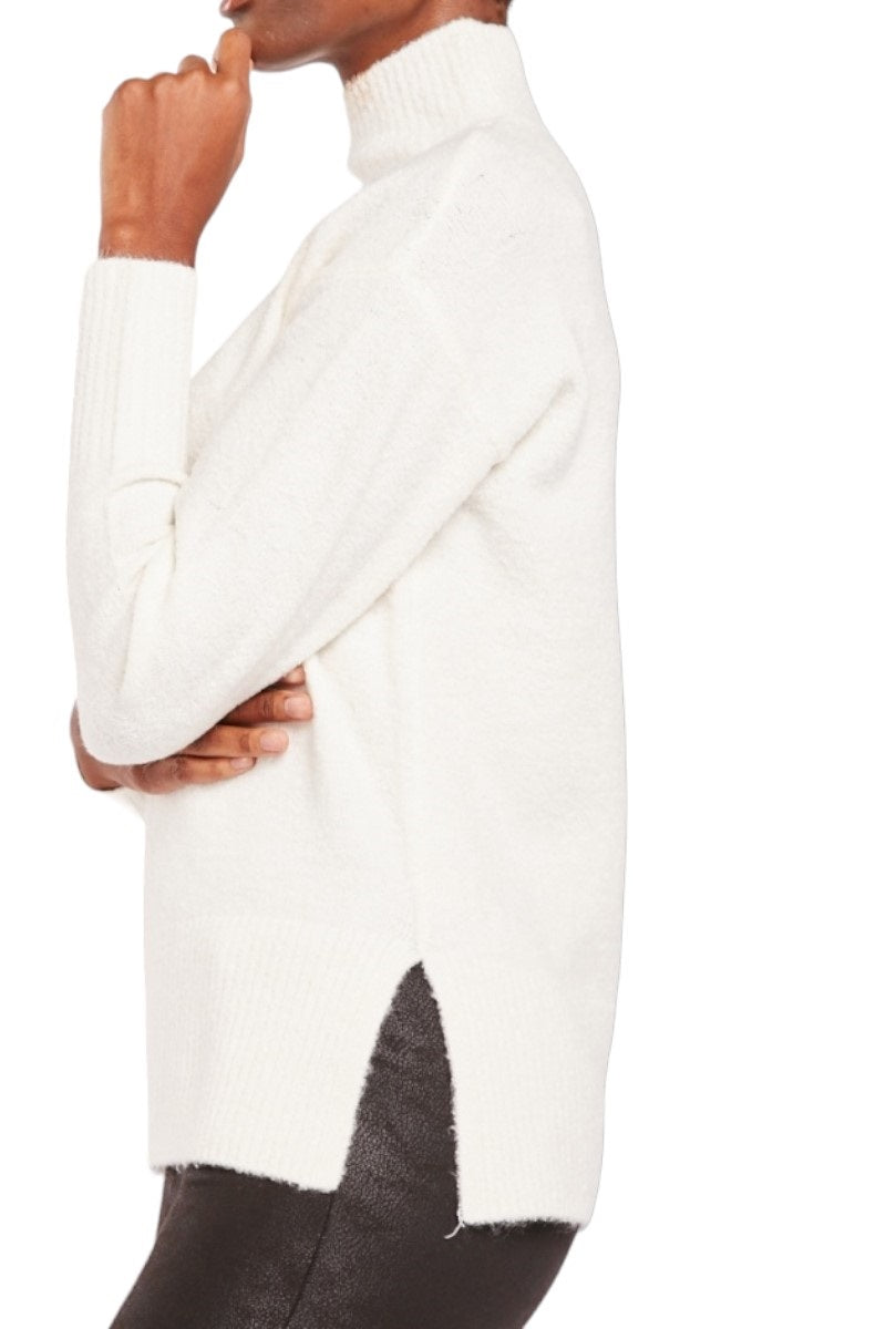 Ladies Cream Ribbed High Neck Soft Knit Plus Size Jumper
