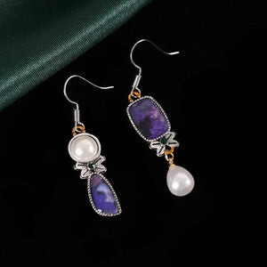 Ladies Opal Asymmetric Irregular Baroque Freshwater Pearl Hook Earring