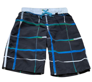 Boys Zero Xposur Black Check Bermuda Surf Swimming Shorts 8-20yrs