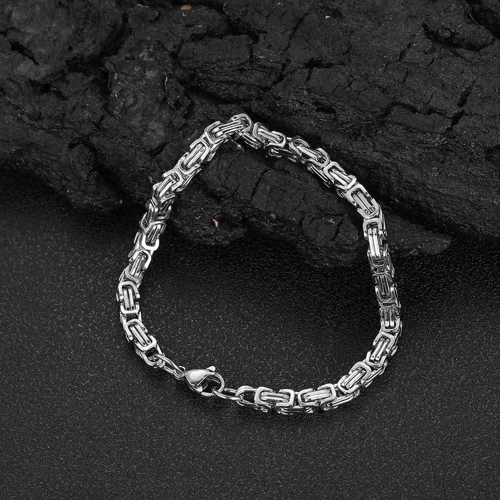 Ladies Gents 316L Stainless Steel Silver Gold Interlink Wristband 4mm Bracelets