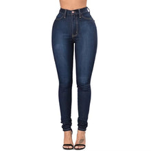 Load image into Gallery viewer, Ladies Blue Wash High Waisted Skinny Stretchy Denim Jeans
