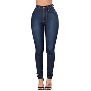 Ladies Blue Wash High Waisted Skinny Stretchy Denim Jeans