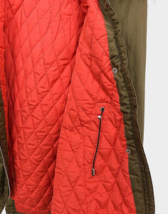 Girls Olive Green Detachable Furry Trim Hood Parka School Jacket Winter Coats
