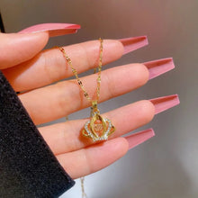 Load image into Gallery viewer, Ladies Gold Plated Heart Beat Crystal Pendant Stainless Steel Clavicle Chains
