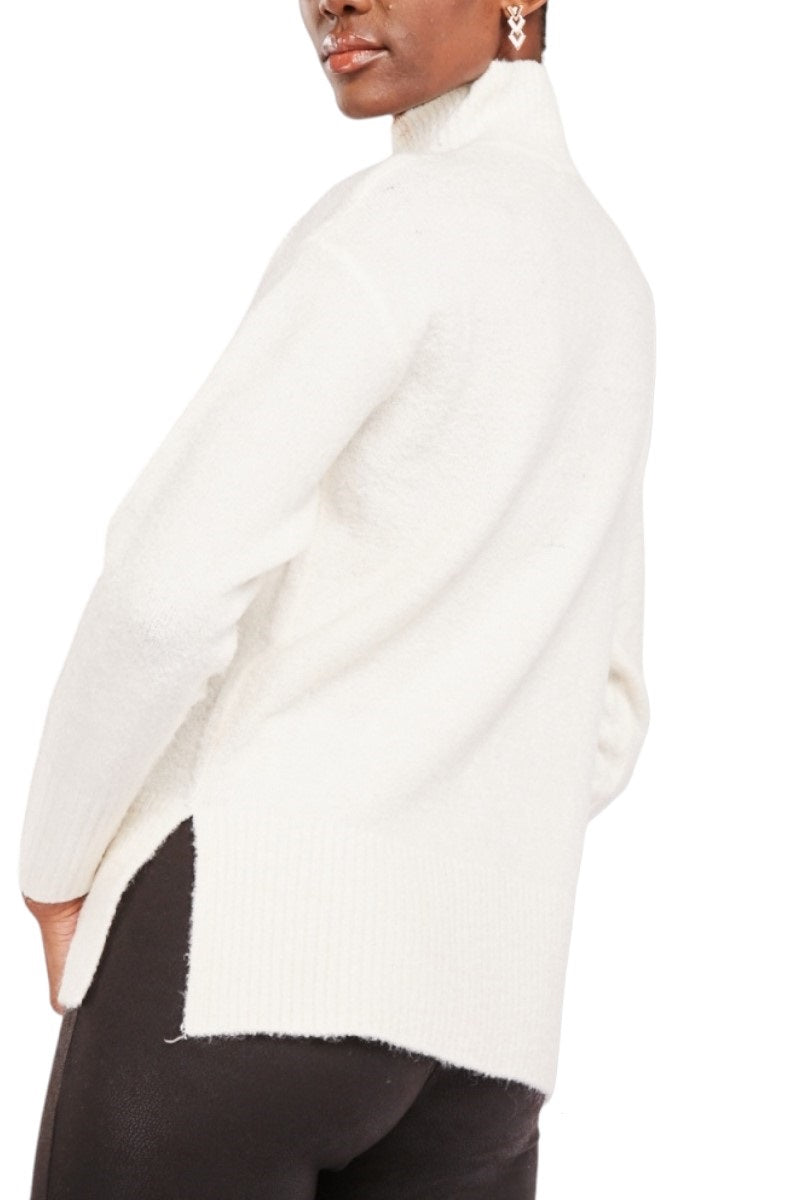 Ladies Cream Ribbed High Neck Soft Knit Plus Size Jumper