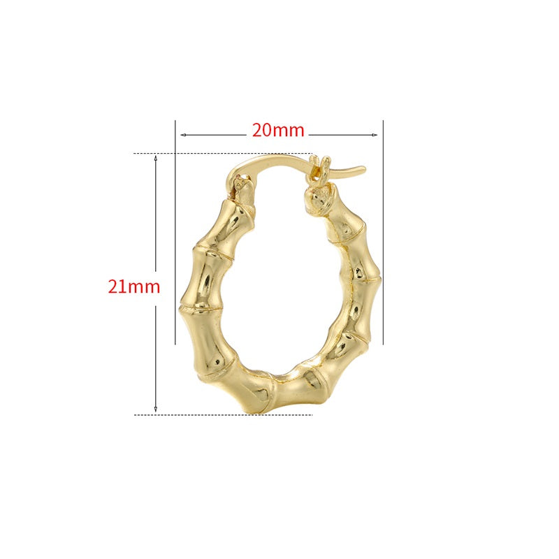 Ladies Girls Gold Plated Bamboo Joint Huggie Small  Earrings