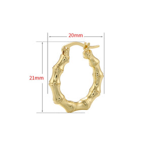 Ladies Girls Gold Plated Bamboo Joint Huggie Small  Earrings