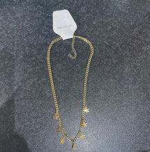 Load image into Gallery viewer, Gold Plated Celestial Moon &amp; Stars Hanging Charm Necklace

