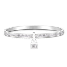 Load image into Gallery viewer, Ladies Luxury Crystal Lock Pendant Titanium Steel Bracelet Bangles
