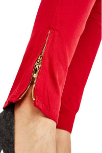 Ladies Brick Zipped Ankle Cuff Cotton Rich Smart Trousers