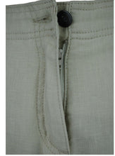 Load image into Gallery viewer, Ladies Beige Linen Cargo Carpri Crop Adjustable Waist Trousers
