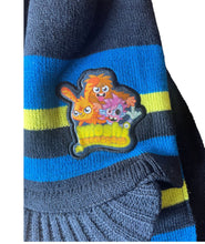 Load image into Gallery viewer, Boys Moshie Monsters Navy Stripe Hat Glove and Scarf 3 Piece Set
