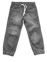 Load image into Gallery viewer, Boys Dark Denim Elasticated Waist Slim Fit Cotton Cuffed Hem Jogger Denim Jeans
