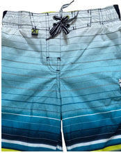 Load image into Gallery viewer, Boys White Blue Multi Stripes Surf Beach Swimming Shorts
