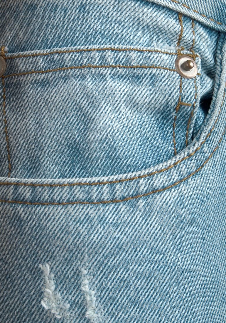 Mens Light Blue Wash Distressed Slim Fit Cotton Denim Jeans