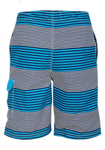 Load image into Gallery viewer, Mens Blue Multi Fine Stripes Drawcord Mesh Lined Swimming Shorts
