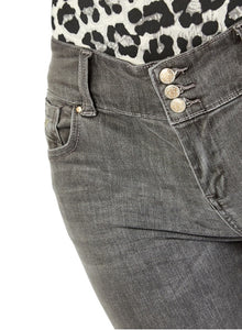 Ladies Vintage Denim Grey Wash Low Waist Skinny Jeans