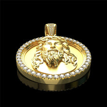 Load image into Gallery viewer, Mens Big 18K Gold Plated Round Crystals Jesus Head Pendant Necklace
