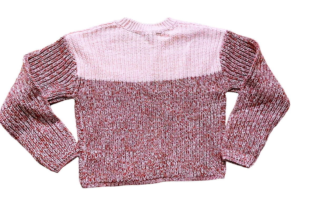 Girls Pink Colourblock Twist Knitted Long sleeve Jumper