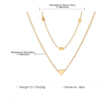 Load image into Gallery viewer, Ladies Gold Silver Round Bead Chain Heart Pendant Double Layer Necklaces
