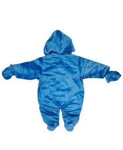 Baby Boys Blue Little Puppy Embroidery Padded Hooded Snowsuits