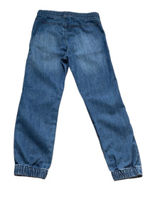 Boys Light Dark Blue Wash Elasticated Waist Cotton Cuffed Hem Jogger Denim Jeans