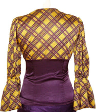 Load image into Gallery viewer, Ladies Party Suit Yellow &amp; Purple Multi Top &amp; Trouser Set Womens Evening Outfit
