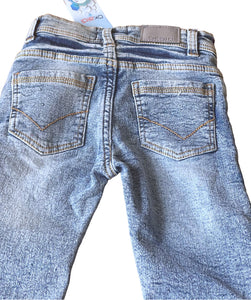 Girls Light Blue Wash Effect Stretchy Regular Fit Straight Leg Jeans
