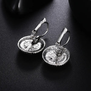 Ladies Tibetan Silver Plated Black Stone Bohemian Carved Vintage Hook Earrings