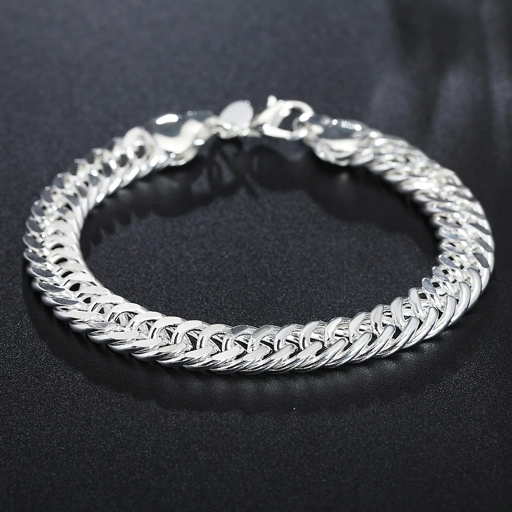Ladies 925 Sterling Silver Solid Weave Chain Thick Bracelets