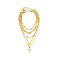 Load image into Gallery viewer, Ladies 18K Gold Plated Love Heart Cross Pendant Choker 5PC Necklace Sets
