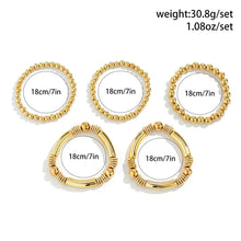 Load image into Gallery viewer, Ladies Gold Plated Chunky Round Beads 5 Set Stackable Bracelets
