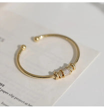 Load image into Gallery viewer, Ladies Gold Plated Zircon Stone Rhodium Adjustable Cuff Bangle
