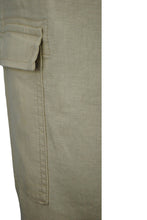 Load image into Gallery viewer, Ladies Beige Linen Cargo Carpri Crop Adjustable Waist Trousers
