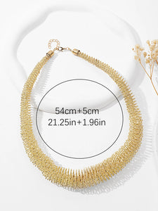 Ladies Gold Stainless Steel Wide Braided Mesh Chain Choker Party Necklace