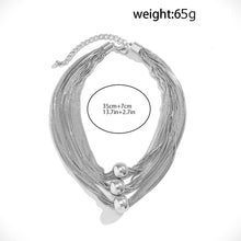 Load image into Gallery viewer, Ladies Silver Round Bead Chocker 3Tier Multilayer Party Necklace
