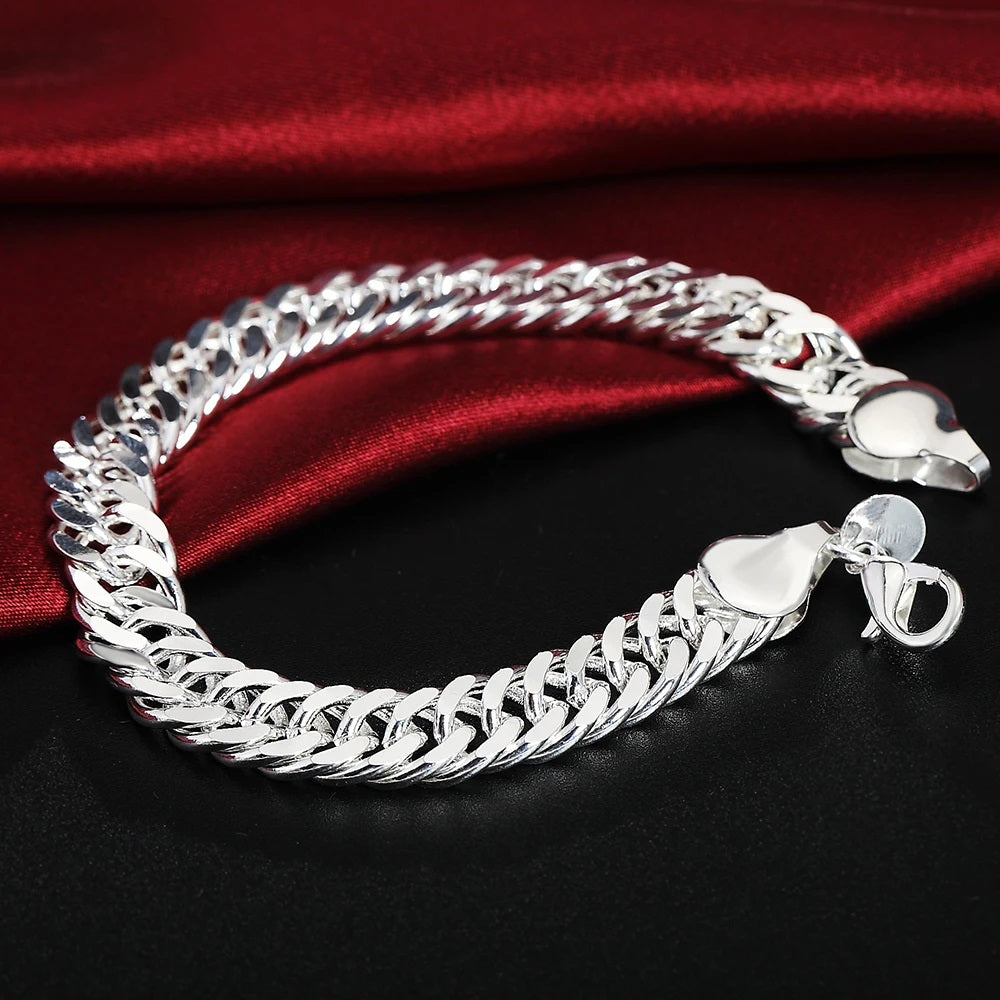 Ladies 925 Sterling Silver Solid Weave Chain Thick Bracelets