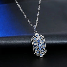 Load image into Gallery viewer, Ladies Silver White &amp; Blue Crystals Stone Necklace Set
