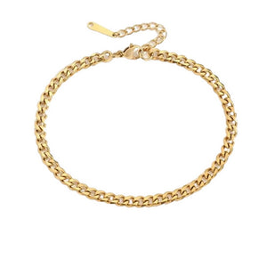 Ladies Gold 316L Stainless Steel Cuban Link Thick Anklet