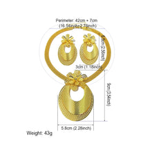Load image into Gallery viewer, Ladies Gold Big Oval Overlayer Cutout Floral Pendant Thick Chain &amp; Earring Set
