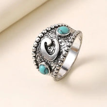 Load image into Gallery viewer, Ladies Silver Turquoise Beads Heart Pendant &amp; Ring Set
