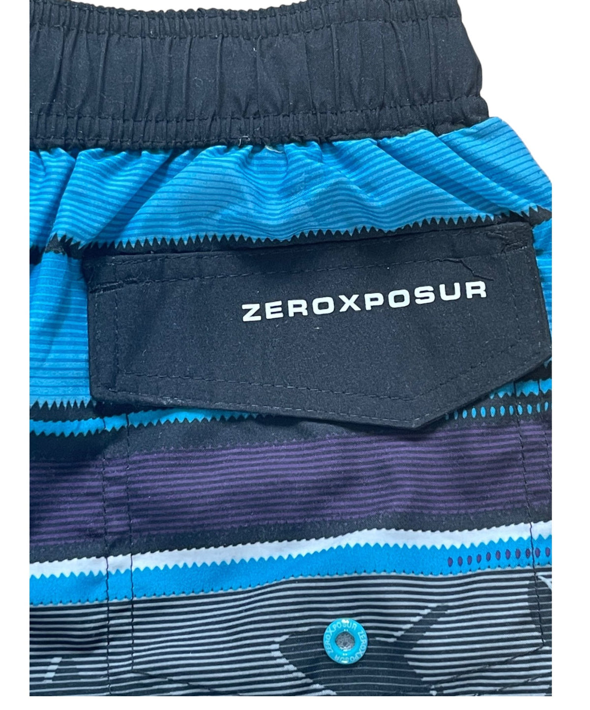 Boys Black Stripe Fish Print Surf Swim Trunks Swimming Shorts