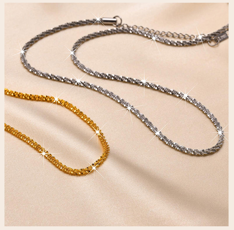 Luxury Twist Gold Silver Color Shiny Glossy Chain Choker Necklace