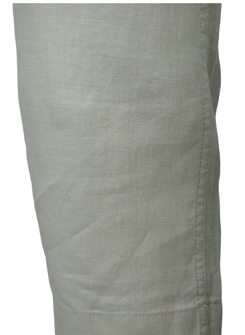 Ladies Beige Linen Cargo Carpri Crop Adjustable Waist Trousers