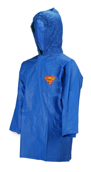 Boys Girls Superman Raincoat Waterproof Hooded  PVC Rain Jackets