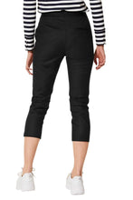 Load image into Gallery viewer, Ladies Black Mia Cropped Discreet Elasticated Waist Cotton Plus Size Trousers
