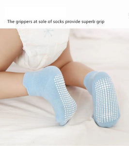 Baby Boys Toddlers Newborn Blue Multi Warm Anti-Slip Skid Low Cut 6 Pairs Socks